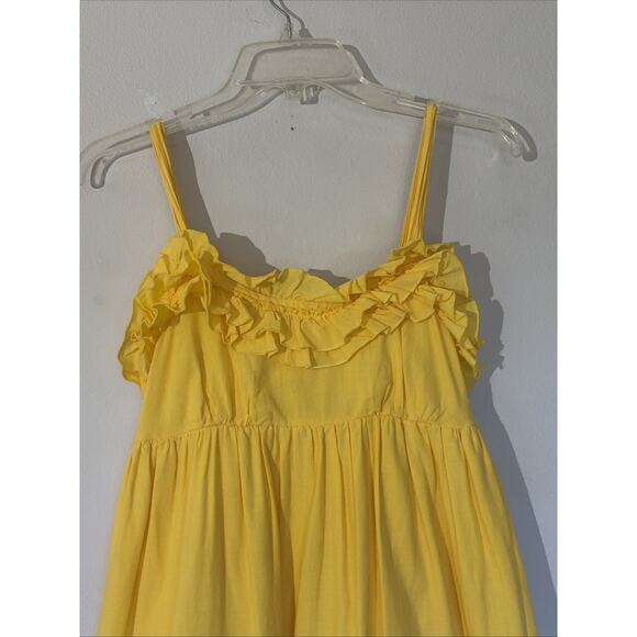 Candies Yellow Y2K Ruffle Embroidery Eyelet Trim Sundress Sleeveless Dress 3 - Picture 2 of 10